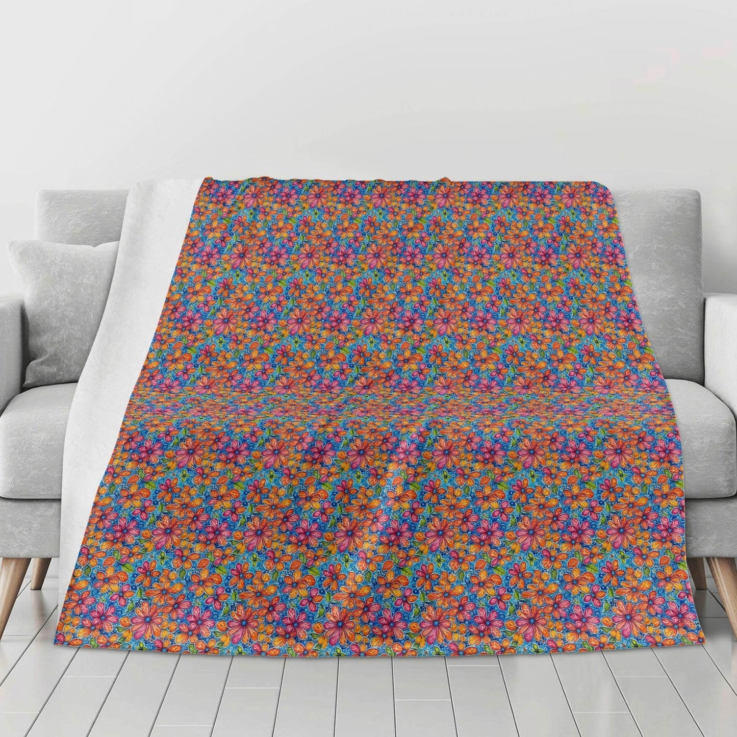Floral Trippy Horizontal Flannel Breathable Blanket 4 Sizes - DeRose Seasonal