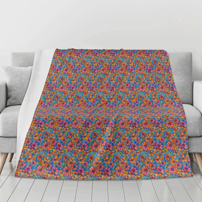 Floral Trippy Horizontal Flannel Breathable Blanket 4 Sizes - DeRose Seasonal