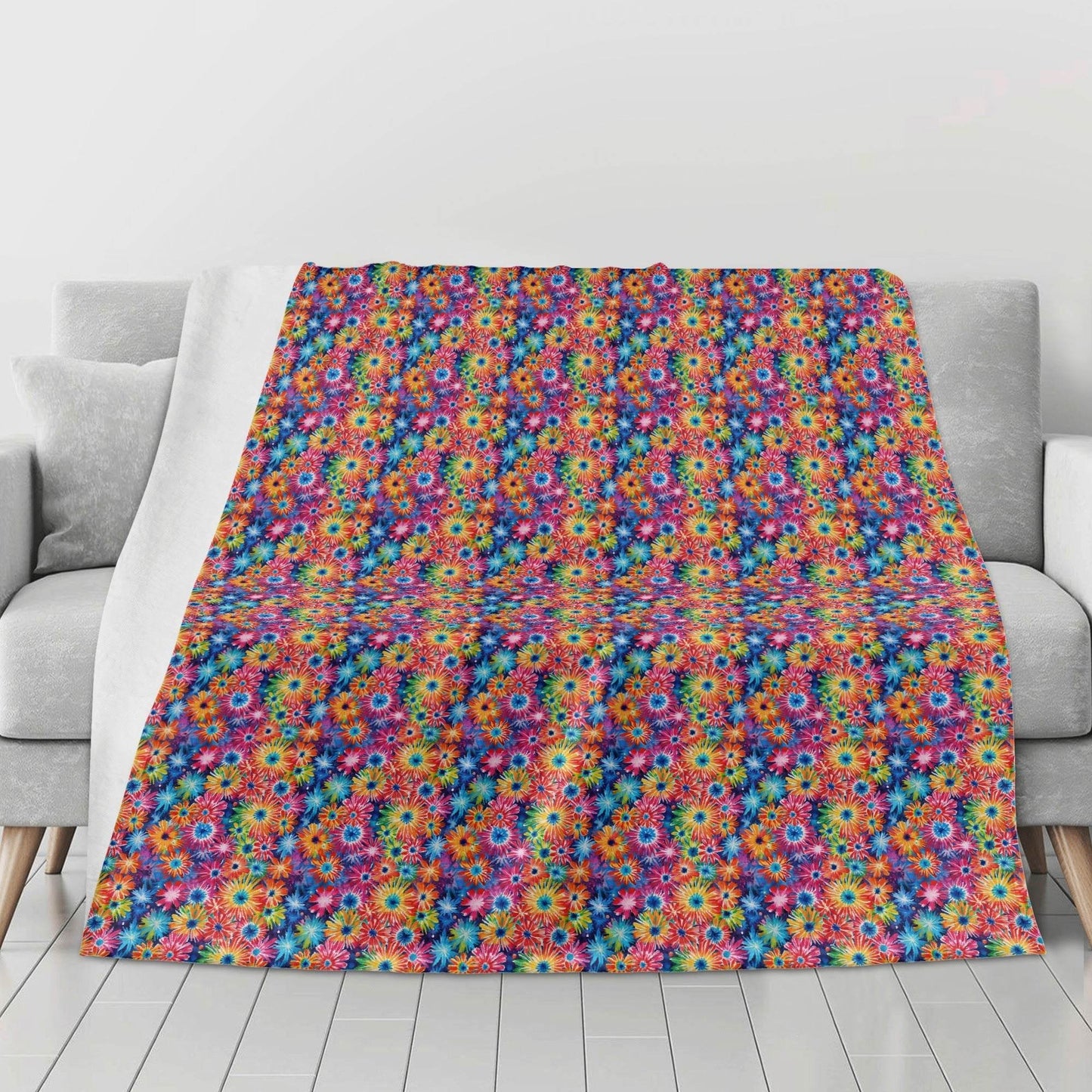 Daisy Tie-Dye Horizontal Flannel Breathable Blanket 4 Sizes - DeRose Seasonal