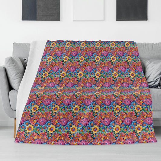 Groovy Flowers Horizontal Flannel Breathable Blanket 4 Sizes - DeRose Seasonal
