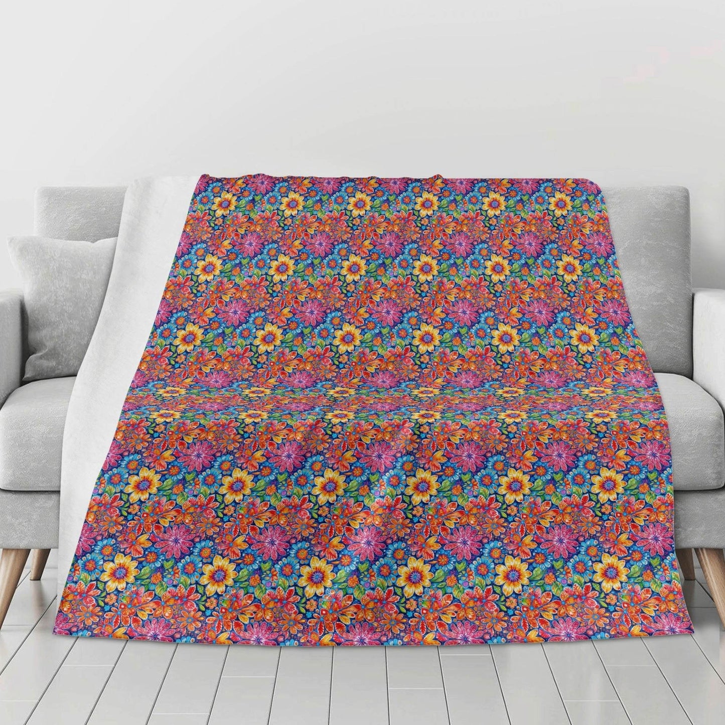 Groovy Flowers Horizontal Flannel Breathable Blanket 4 Sizes - DeRose Seasonal