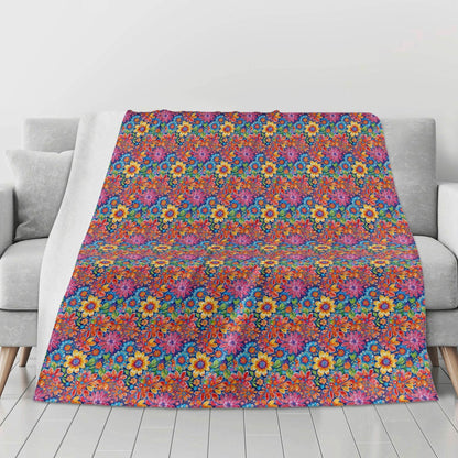 Groovy Flowers Horizontal Flannel Breathable Blanket 4 Sizes - DeRose Seasonal
