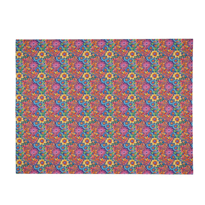 Groovy Flowers Horizontal Flannel Breathable Blanket 4 Sizes - DeRose Seasonal