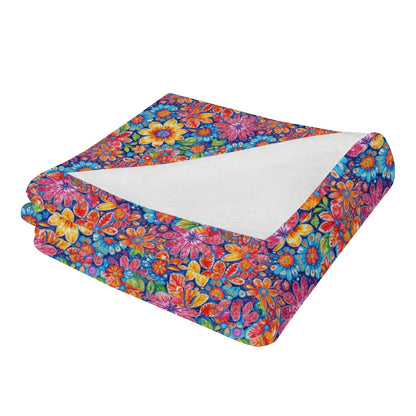 Groovy Flowers Horizontal Flannel Breathable Blanket 4 Sizes - DeRose Seasonal