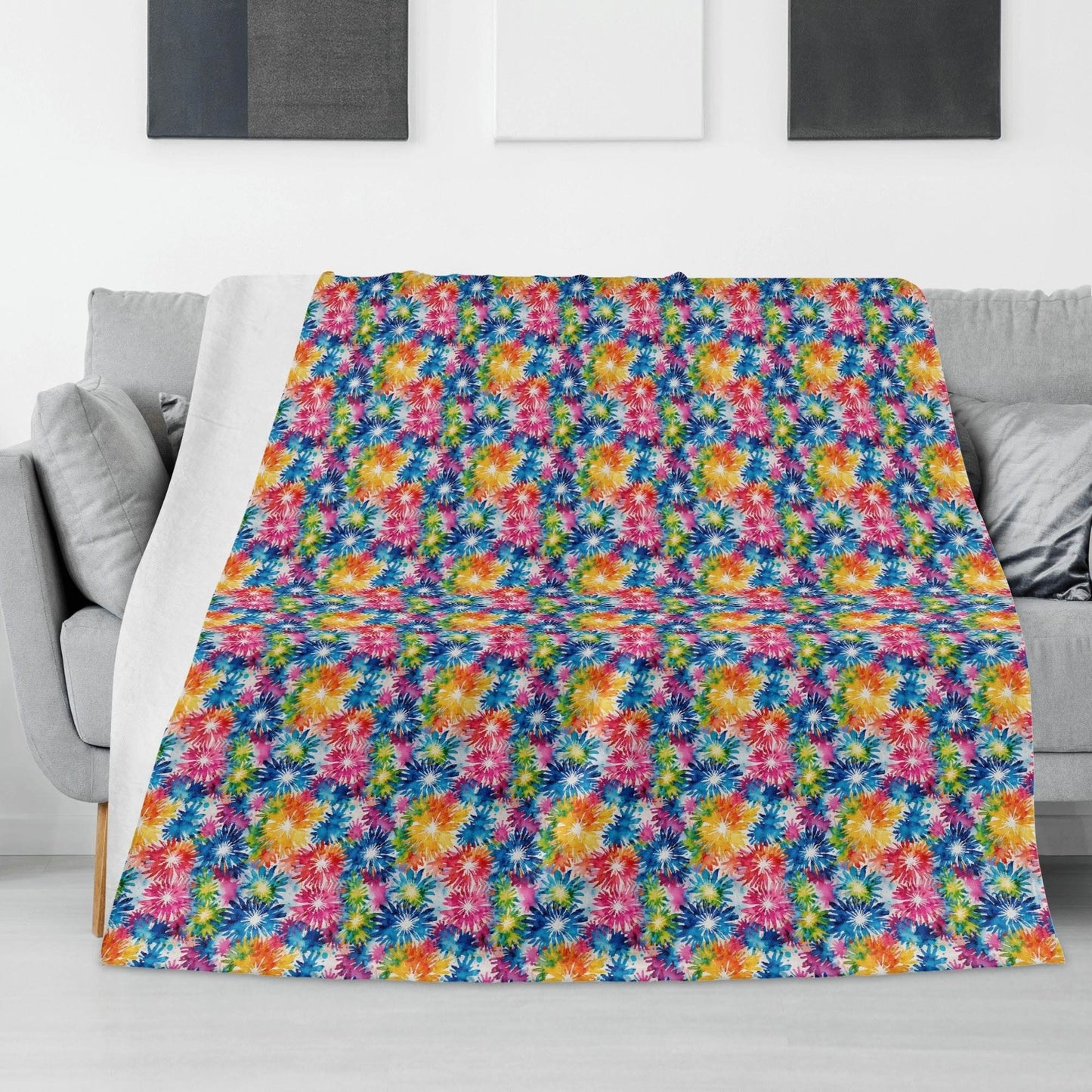 Tie-Dye Explosion Horizontal Flannel Breathable Blanket 4 Sizes - DeRose Seasonal
