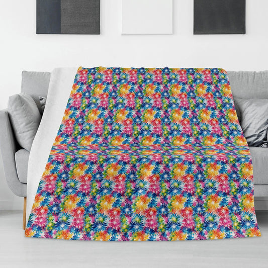 Tie-Dye Explosion Horizontal Flannel Breathable Blanket 4 Sizes - DeRose Seasonal