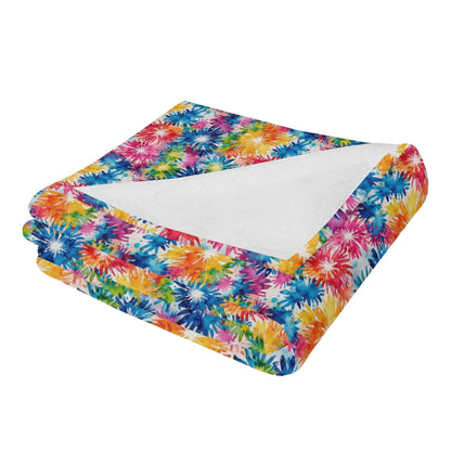 Tie-Dye Explosion Horizontal Flannel Breathable Blanket 4 Sizes - DeRose Seasonal