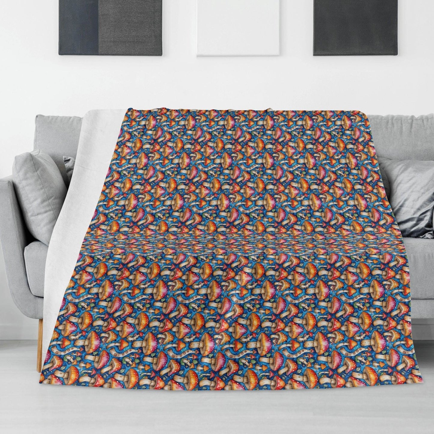 Tie-Dye Mushrooms Horizontal Flannel Breathable Blanket 4 Sizes - DeRose Seasonal