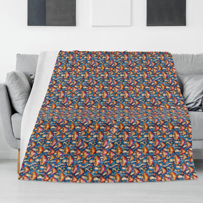 Tie-Dye Mushrooms Horizontal Flannel Breathable Blanket 4 Sizes - DeRose Seasonal