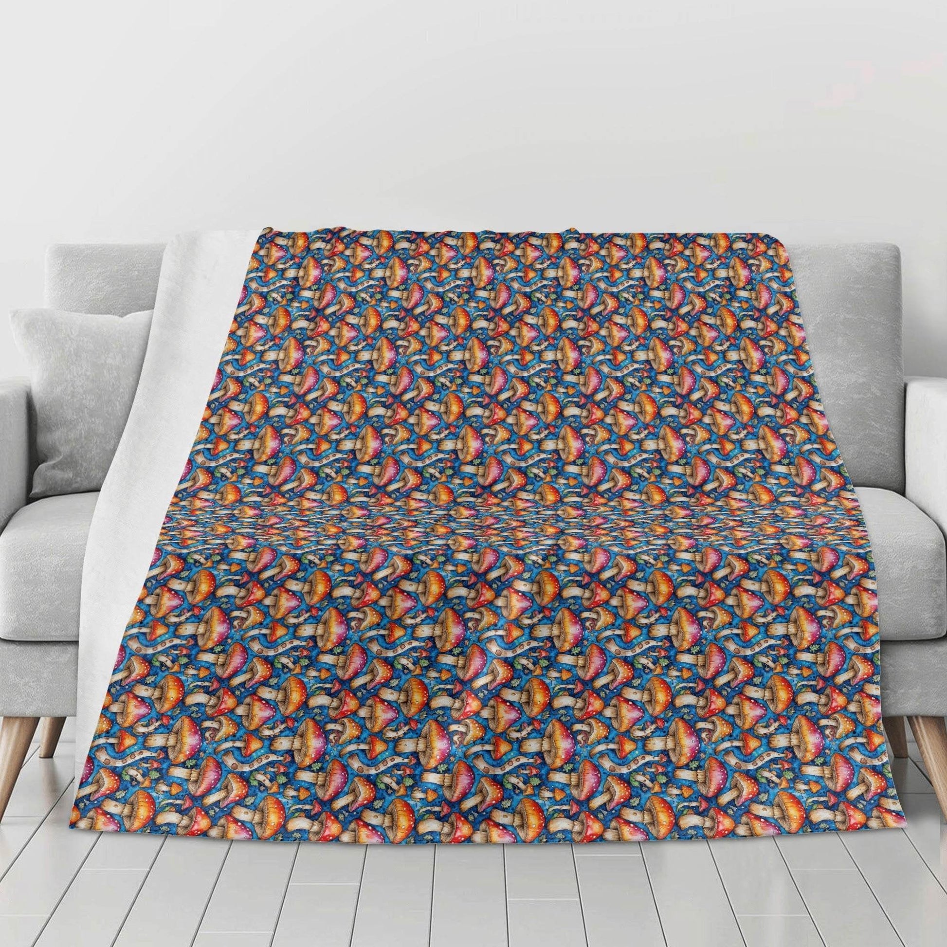 Tie-Dye Mushrooms Horizontal Flannel Breathable Blanket 4 Sizes - DeRose Seasonal