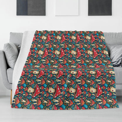 Deathcap Mushroom Horizontal Flannel Breathable Blanket 4 Sizes - DeRose Seasonal