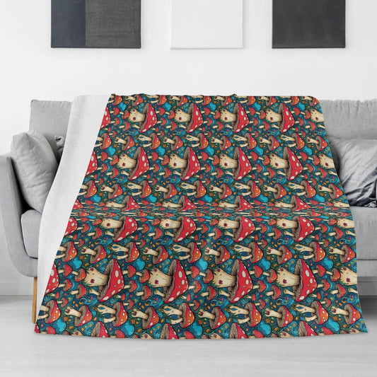 Deathcap Mushroom Horizontal Flannel Breathable Blanket 4 Sizes - DeRose Seasonal