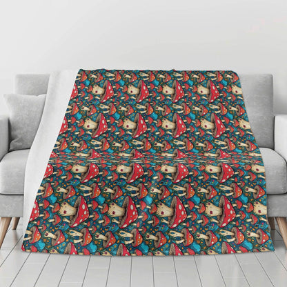 Deathcap Mushroom Horizontal Flannel Breathable Blanket 4 Sizes - DeRose Seasonal