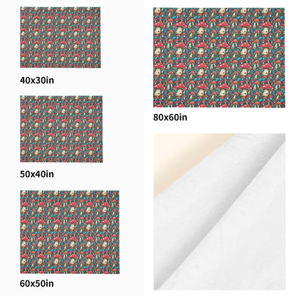 Deathcap Mushroom Horizontal Flannel Breathable Blanket 4 Sizes - DeRose Seasonal