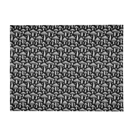 Black and White Mushroom Horizontal Flannel Breathable Blanket 4 Sizes - DeRose Seasonal