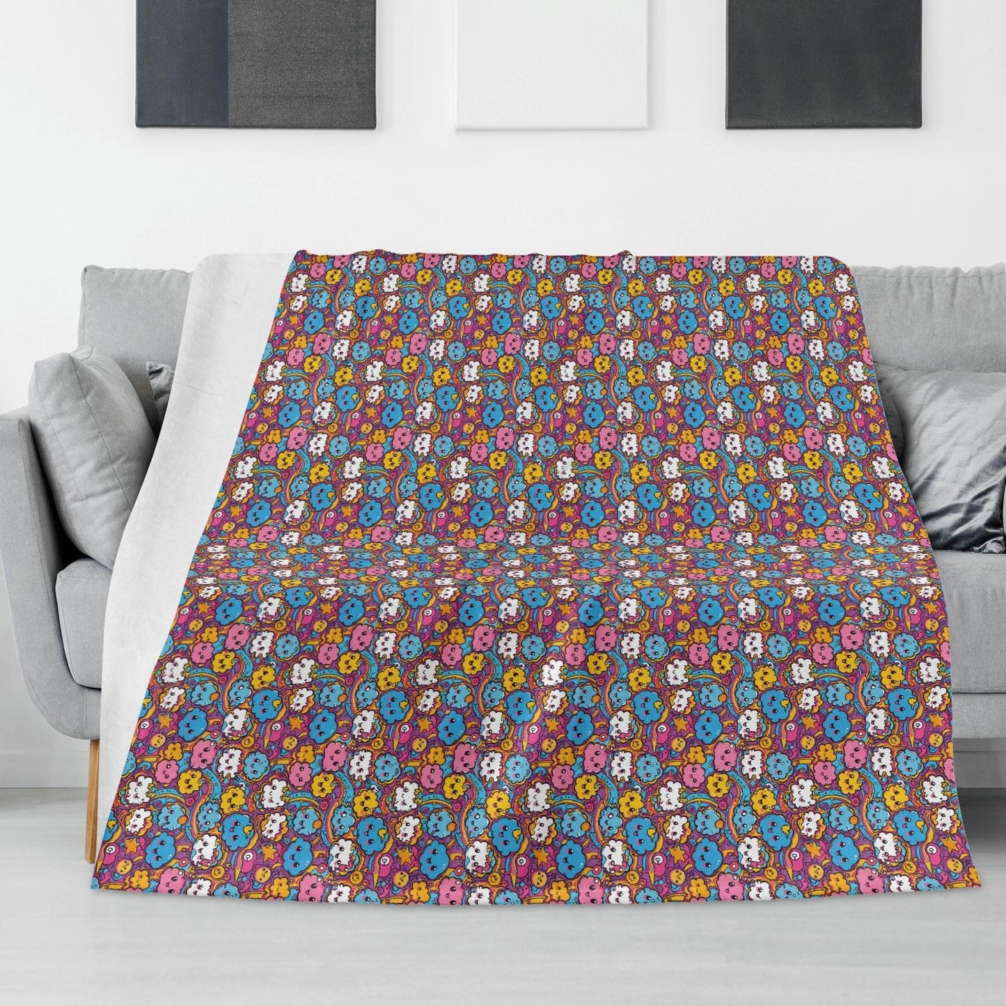 Cute Clouds Horizontal Flannel Breathable Blanket 4 Sizes - DeRose Seasonal