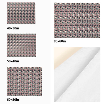 Skull and Pink Rose Horizontal Flannel Breathable Blanket 4 Sizes - DeRose Seasonal