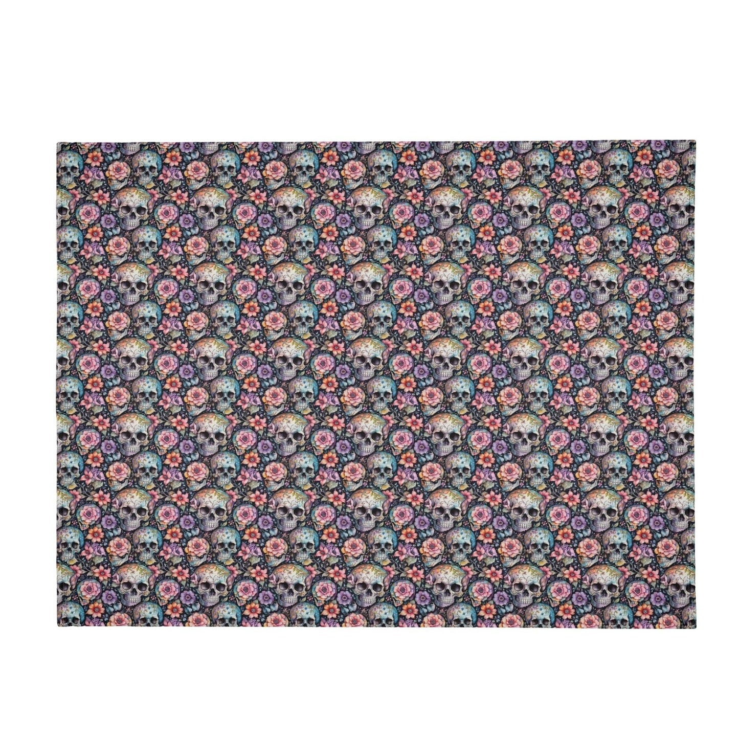 Pastel Floral and Skulls Horizontal Flannel Breathable Blanket 4 Sizes - DeRose Seasonal