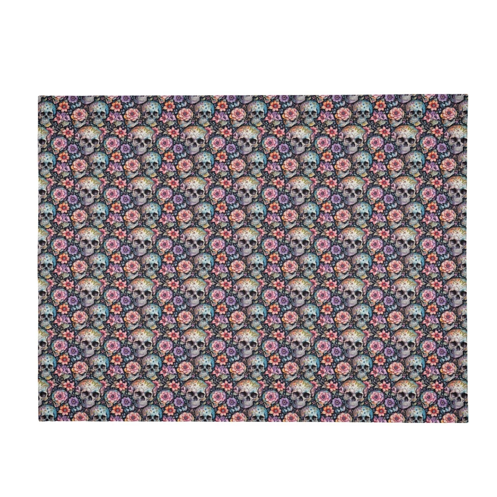 Pastel Floral and Skulls Horizontal Flannel Breathable Blanket 4 Sizes - DeRose Seasonal