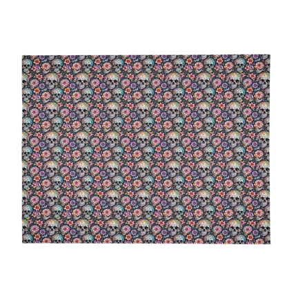Pastel Floral and Skulls Horizontal Flannel Breathable Blanket 4 Sizes - DeRose Seasonal