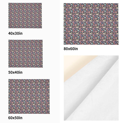 Pastel Floral and Skulls Horizontal Flannel Breathable Blanket 4 Sizes - DeRose Seasonal