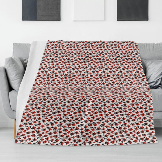 Floral Fire Horizontal Flannel Breathable Blanket 4 Sizes - DeRose Seasonal