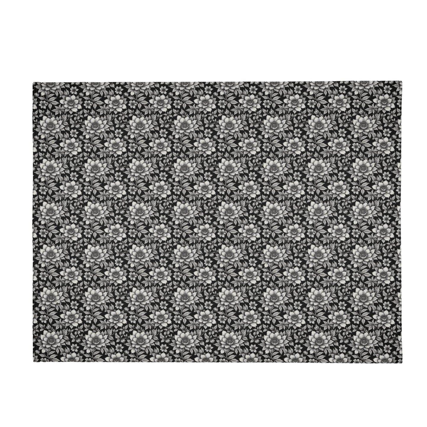 Black and White Bloom Horizontal Flannel Breathable Blanket 4 Sizes - DeRose Seasonal