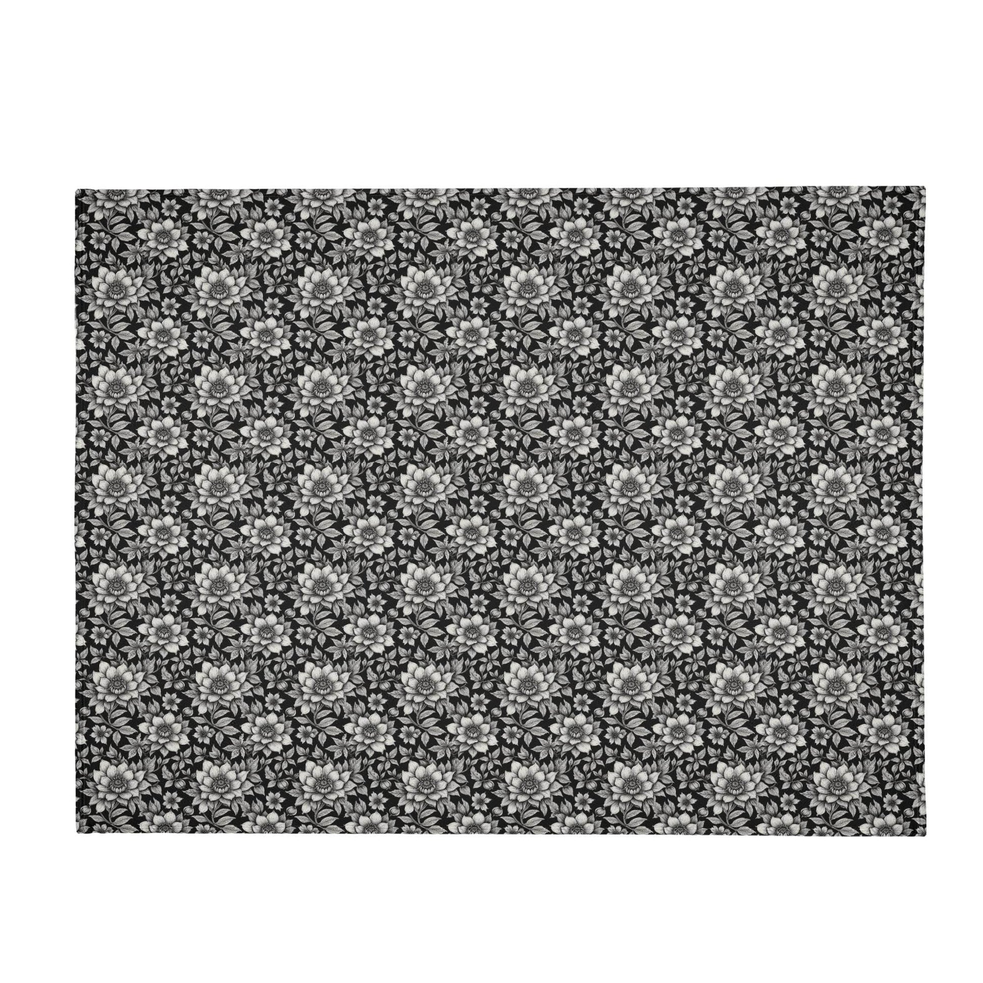 Black and White Bloom Horizontal Flannel Breathable Blanket 4 Sizes - DeRose Seasonal
