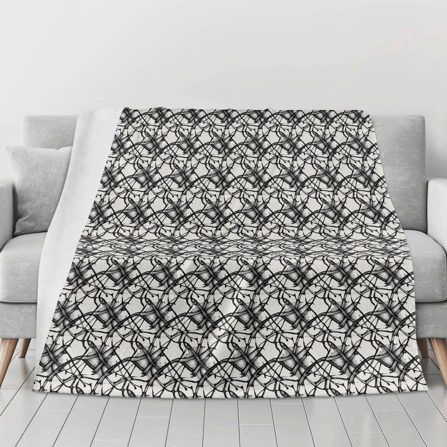 Ink Floral Horizontal Flannel Breathable Blanket 4 Sizes - DeRose Seasonal