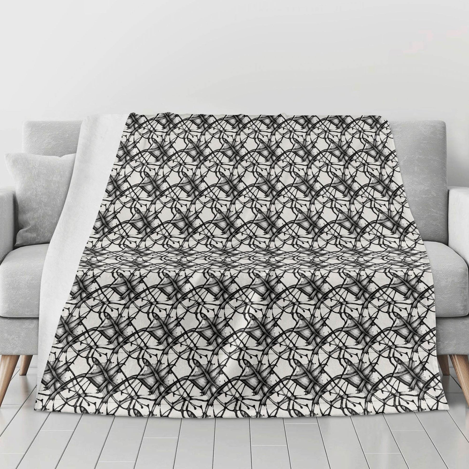 Ink Floral Horizontal Flannel Breathable Blanket 4 Sizes - DeRose Seasonal