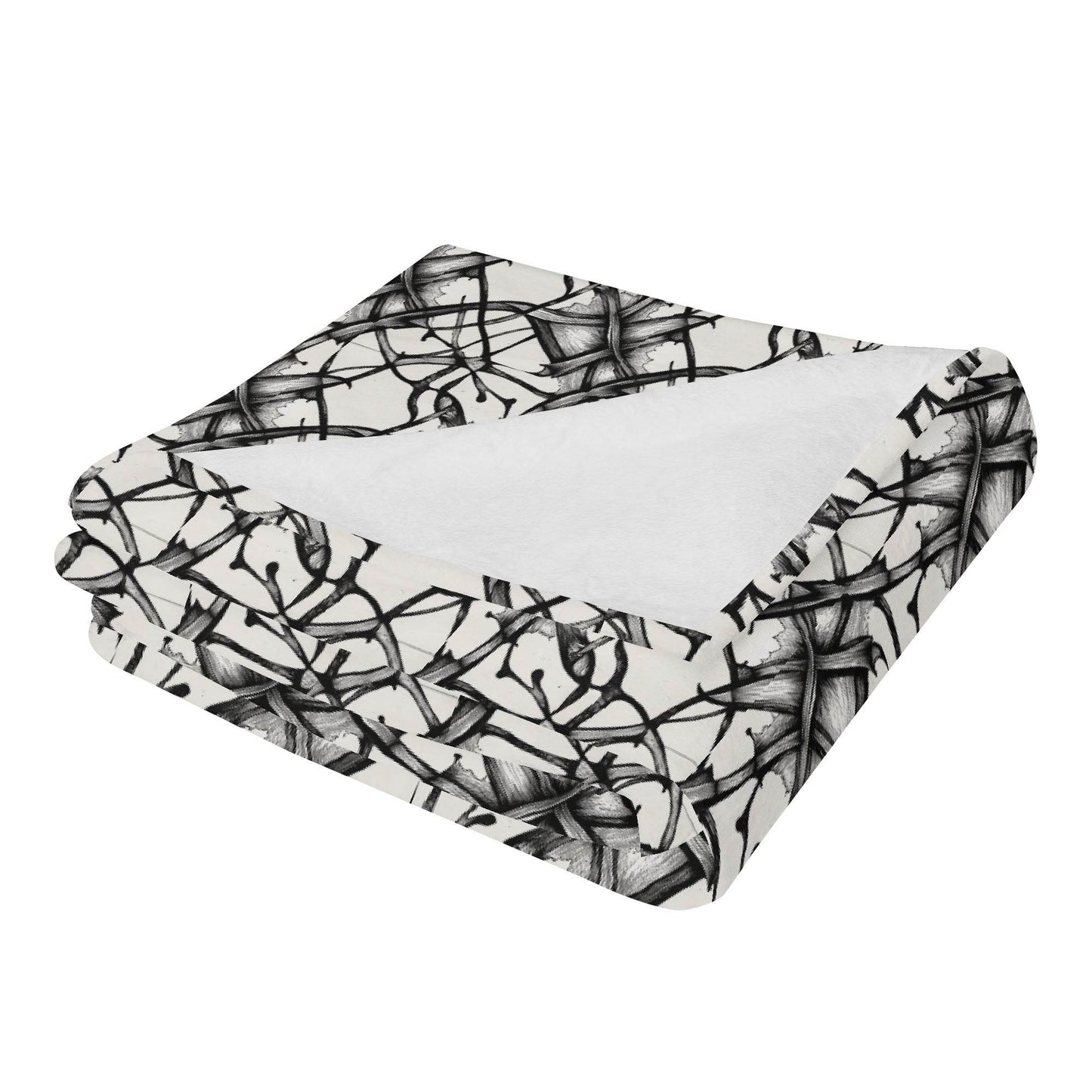 Ink Floral Horizontal Flannel Breathable Blanket 4 Sizes - DeRose Seasonal