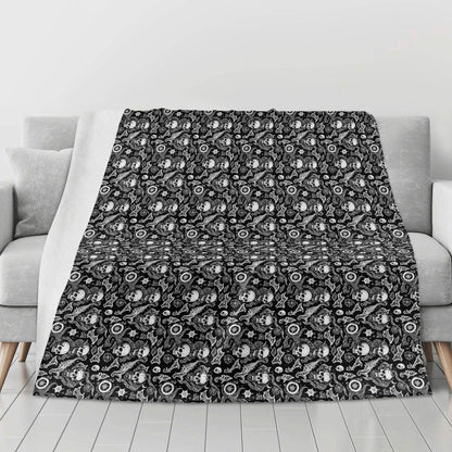 Flying Skulls Horizontal Flannel Breathable Blanket 4 Sizes - DeRose Seasonal