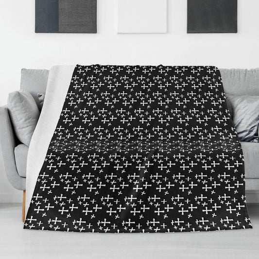 Little Crosses Horizontal Flannel Breathable Blanket 4 Sizes - DeRose Seasonal