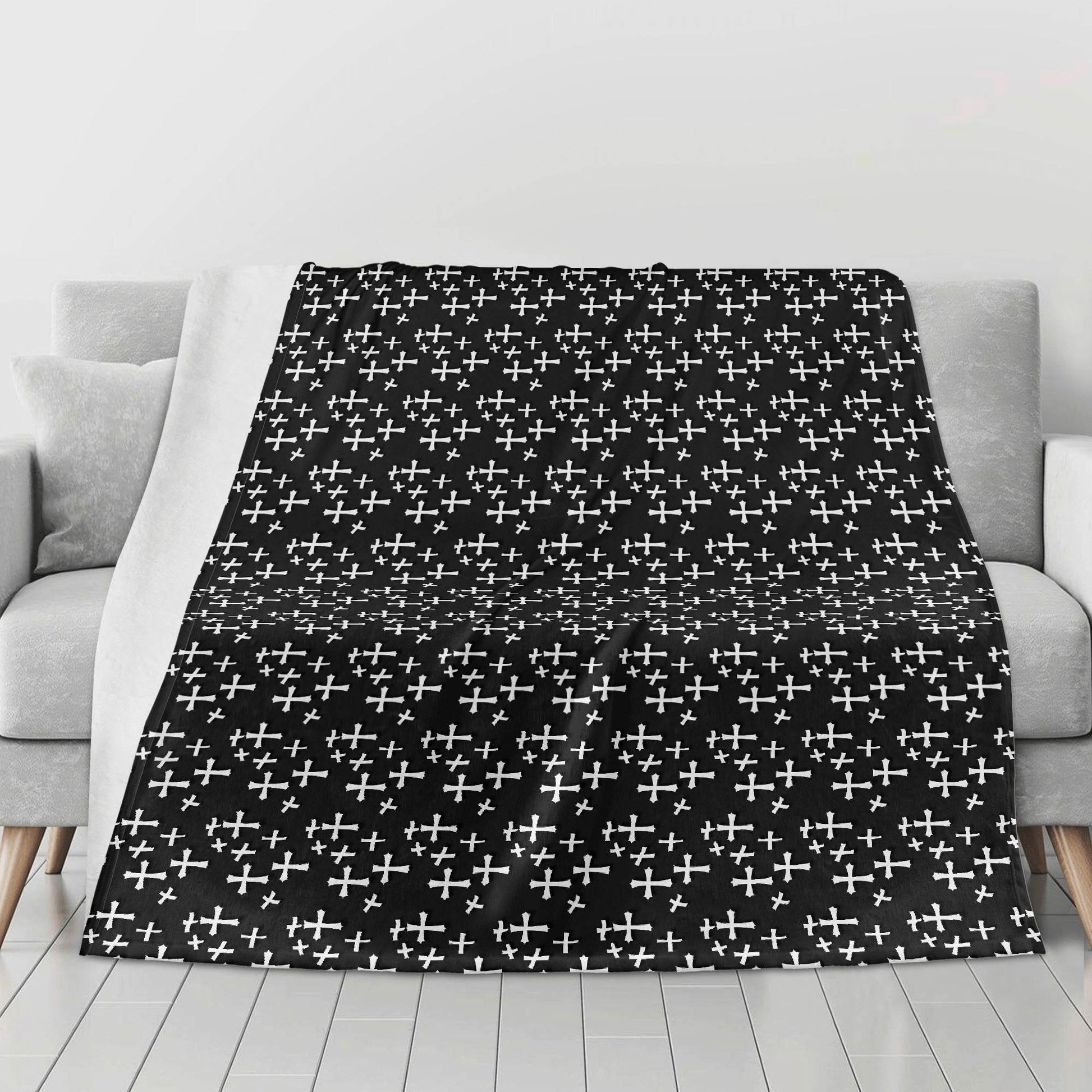 Little Crosses Horizontal Flannel Breathable Blanket 4 Sizes - DeRose Seasonal