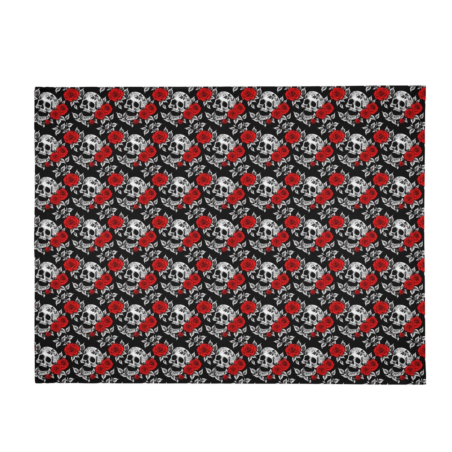 Red Skull Rose Horizontal Flannel Breathable Blanket 4 Sizes - DeRose Seasonal