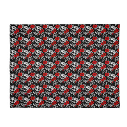 Red Skull Rose Horizontal Flannel Breathable Blanket 4 Sizes - DeRose Seasonal