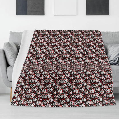 Love Skulls Horizontal Flannel Breathable Blanket 4 Sizes - DeRose Seasonal