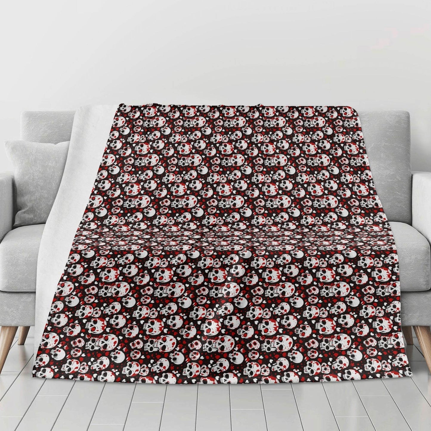 Love Skulls Horizontal Flannel Breathable Blanket 4 Sizes - DeRose Seasonal