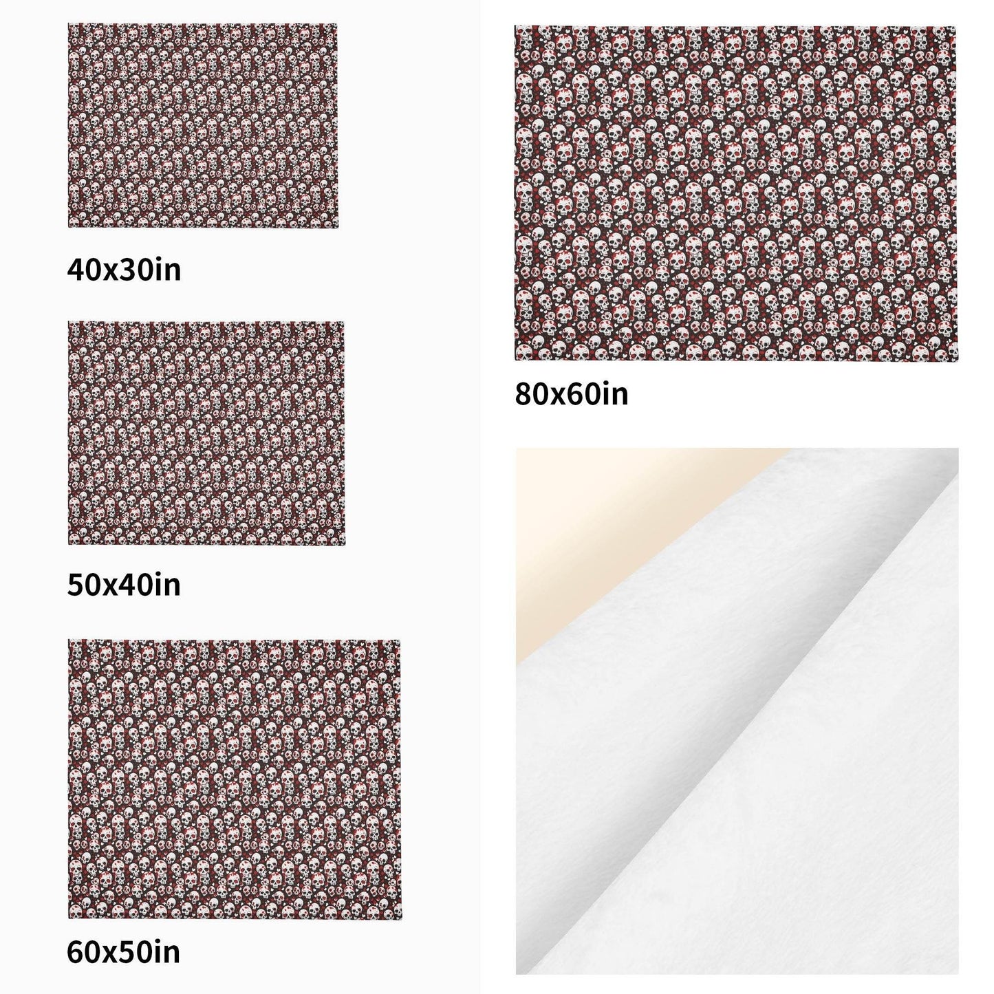 Love Skulls Horizontal Flannel Breathable Blanket 4 Sizes - DeRose Seasonal