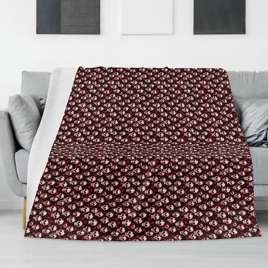 Tiny Red Skulls Horizontal Flannel Breathable Blanket 4 Sizes - DeRose Seasonal