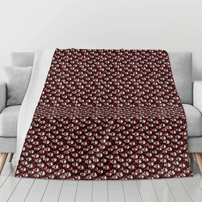 Tiny Red Skulls Horizontal Flannel Breathable Blanket 4 Sizes - DeRose Seasonal