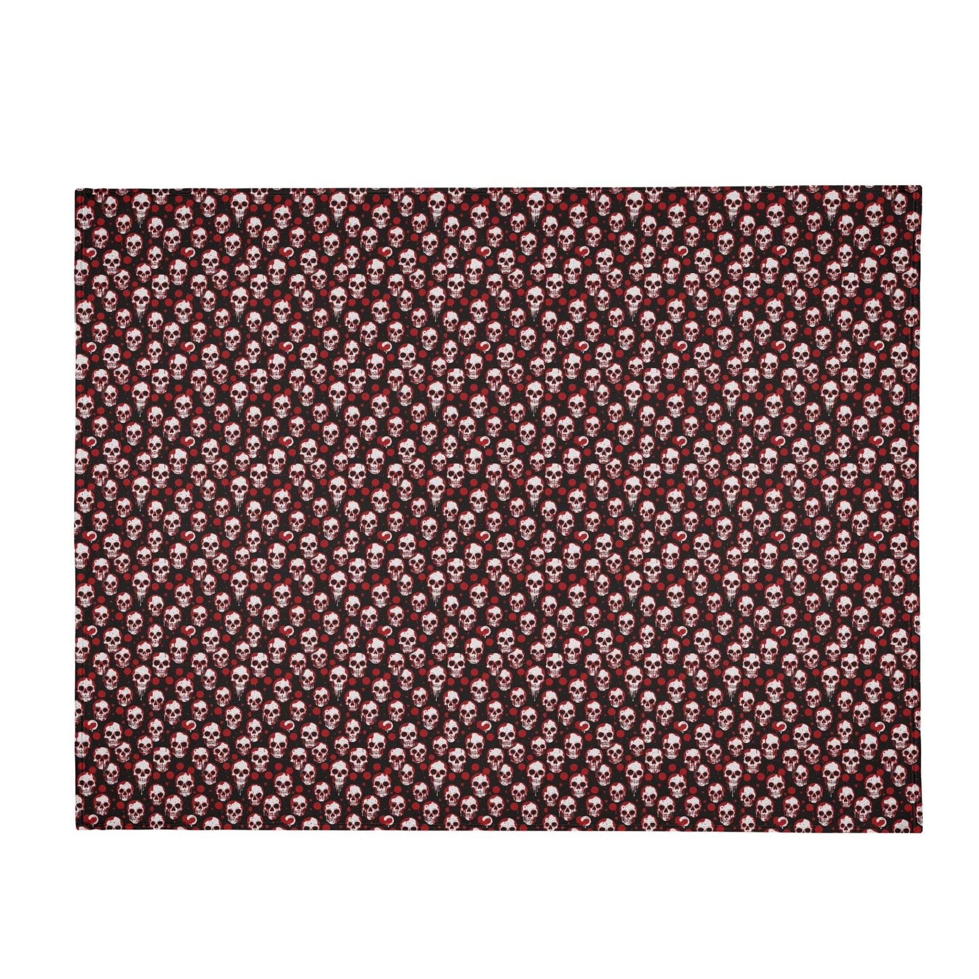 Tiny Red Skulls Horizontal Flannel Breathable Blanket 4 Sizes - DeRose Seasonal