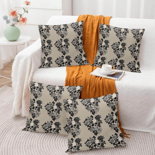 Gothic Tan Peach Velvet 4 Pcs Square Pillow Case Covers (5 sizes) - DeRose Seasonal