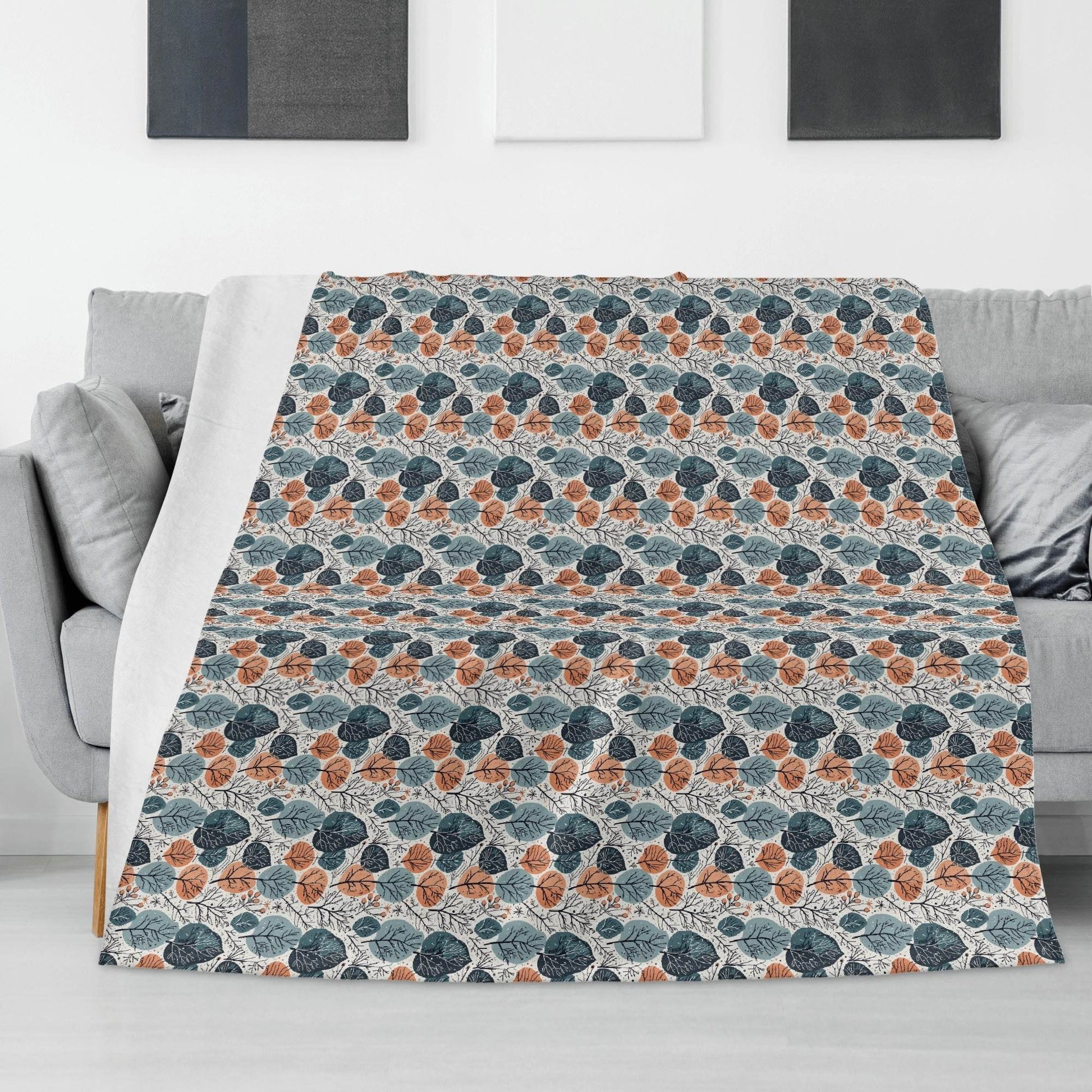 Freezing Leaves Horizontal Flannel Breathable Blanket 4 Sizes - DeRose Seasonal