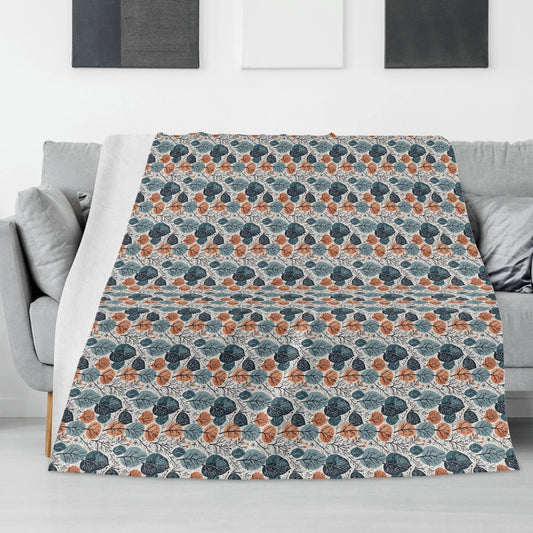 Freezing Leaves Horizontal Flannel Breathable Blanket 4 Sizes - DeRose Seasonal