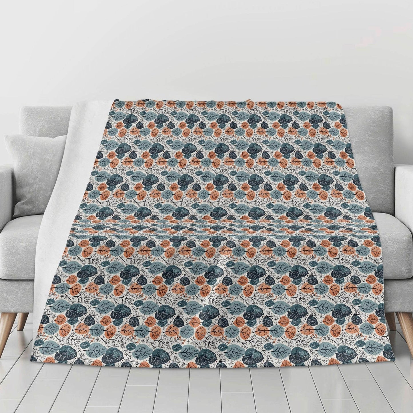 Freezing Leaves Horizontal Flannel Breathable Blanket 4 Sizes - DeRose Seasonal