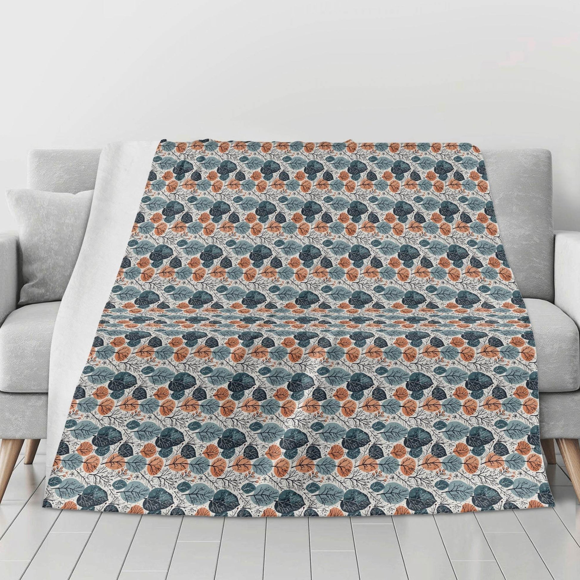Freezing Leaves Horizontal Flannel Breathable Blanket 4 Sizes - DeRose Seasonal