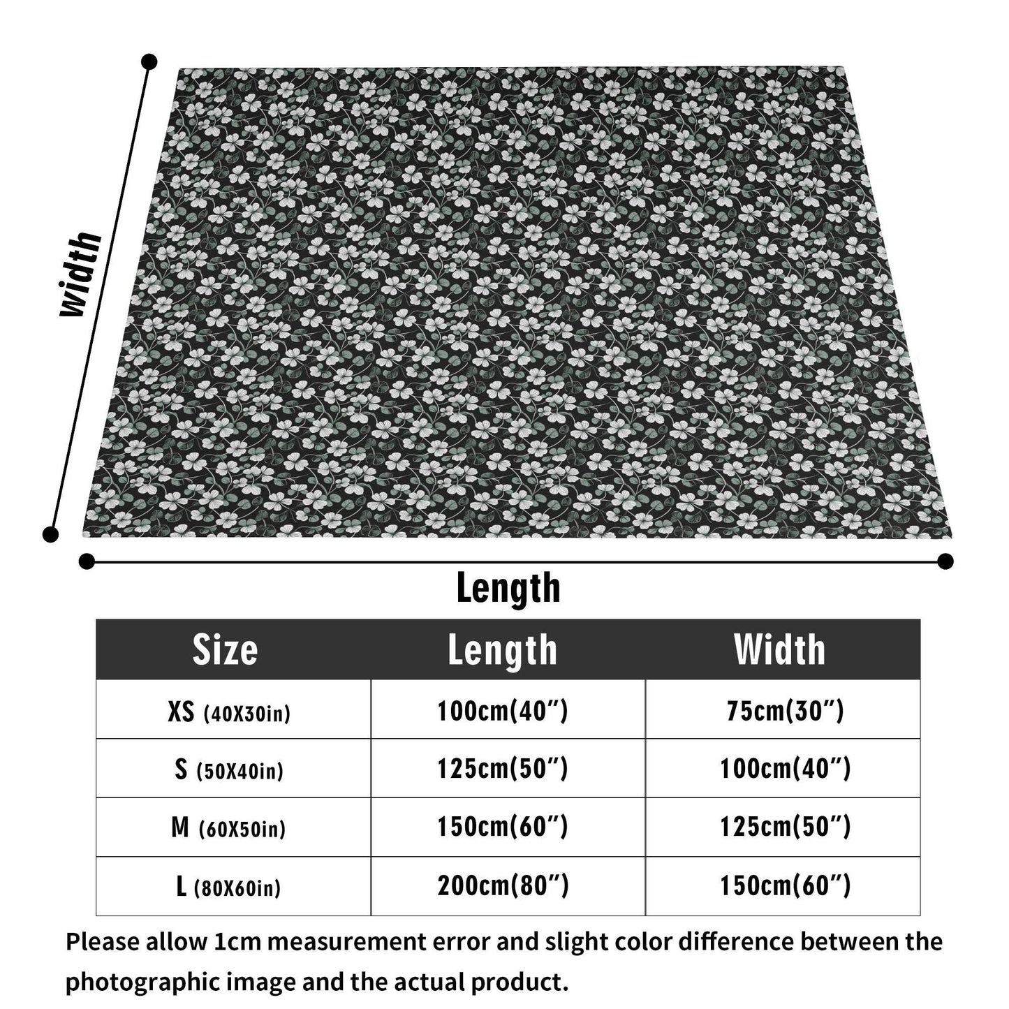 White and Green Clovers Horizontal Flannel Breathable Blanket 4 Sizes - DeRose Seasonal
