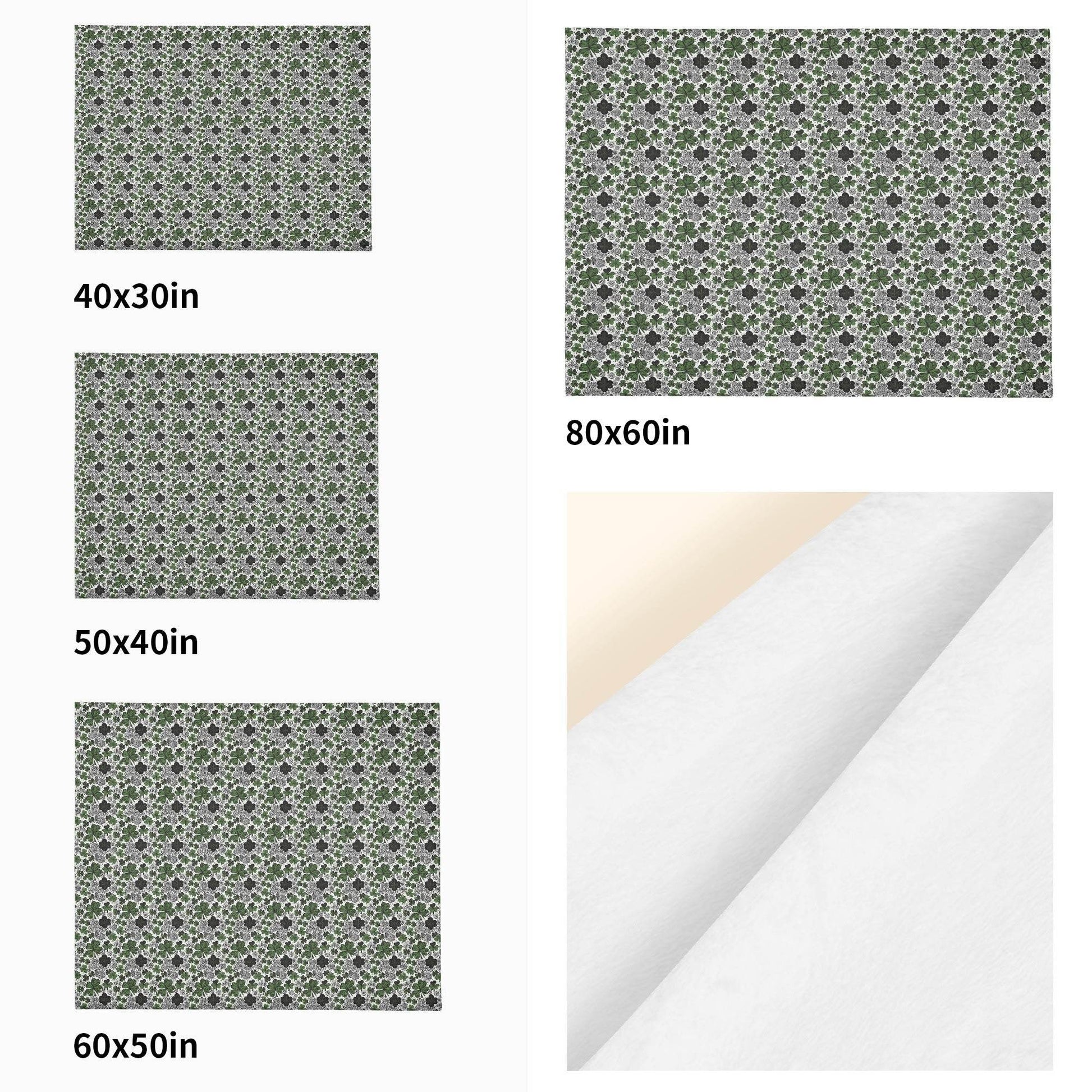 Scribbled Clovers Horizontal Flannel Breathable Blanket 4 Sizes - DeRose Seasonal