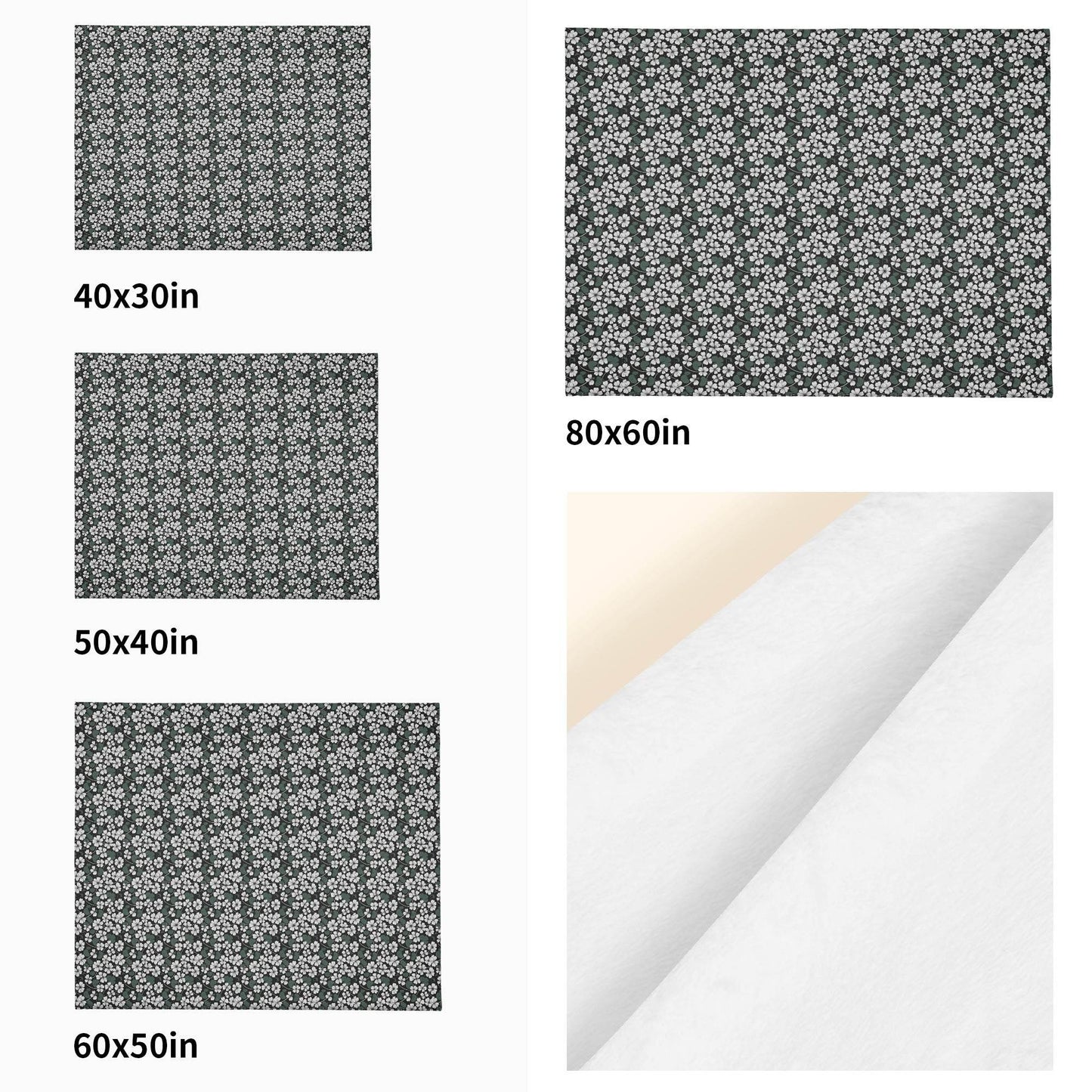 White Clovers Horizontal Flannel Breathable Blanket 4 Sizes - DeRose Seasonal